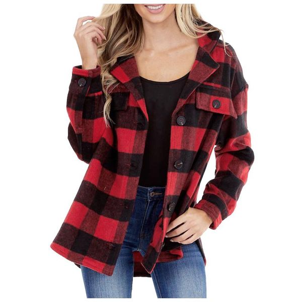 

women's jackets 2021 autumn casual plaid elegant turn-down collar single beasted outwear ladies chaqueta mujer, Black;brown