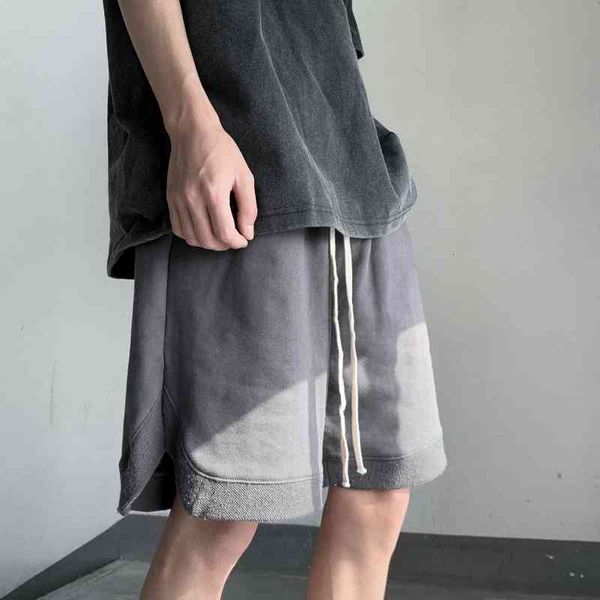 

men's shorts summer drawstring fashion retro solid color track casual men streetwear loose hip-hop straight mens c1xl, White;black