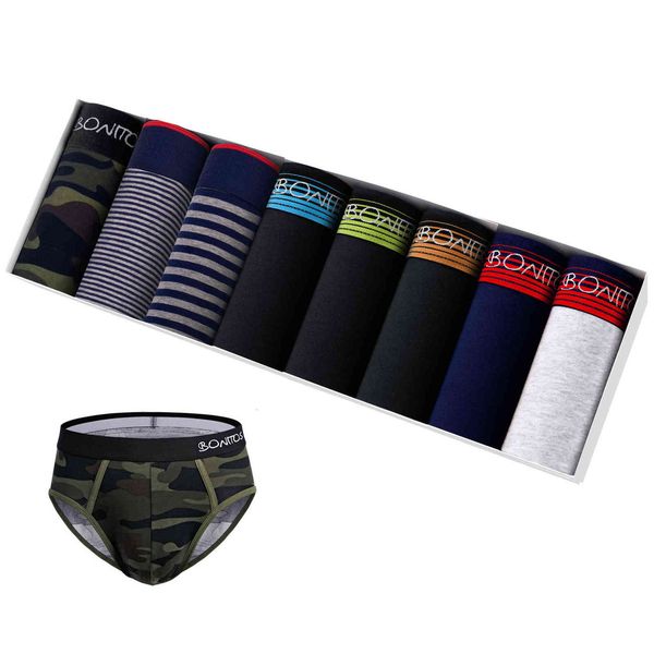 

8pcs set underwear briefs for men underpants men's panties thong homme slip brand luxury cotton underware gay shorts calson, Black;white