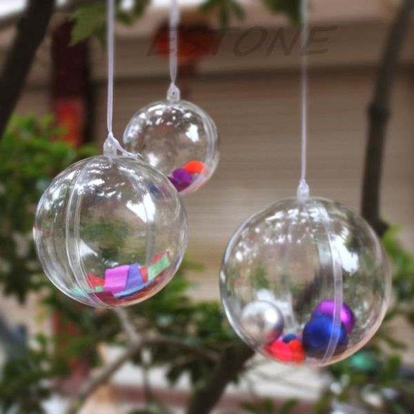 

party decoration 1pc 10/12cm transparent plastic round ball pendant ornaments for christmas xmas tree bauble decor wedding favours