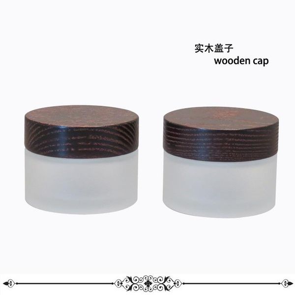 

30g/50g 10pcs/lot empty clear glass cosmetics bottle jar with black wood cover frosted makeup packing box cap mask case storage bottles & ja