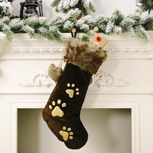

christmas decorations socks gift bag atmosphere pet decoration tree hanging pendant home warm party sequin black dog