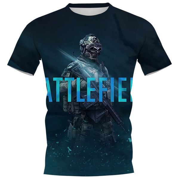 

cloocl game battlefield 2042 mens t-shirts short sleeve men clothing street style t shirts 3d print shirt, White;black
