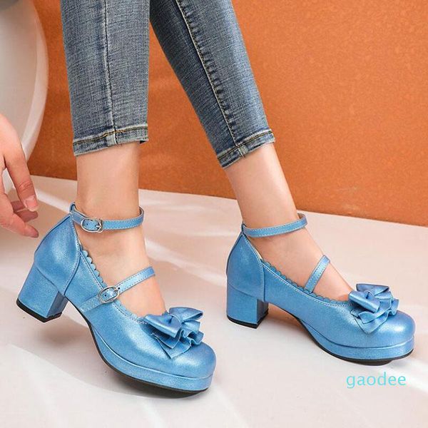 

dress shoes big size 30-48 women pumps sweet bowtie lolita mary jane vintage chunky high heels party wedding prom footwear woman, Black
