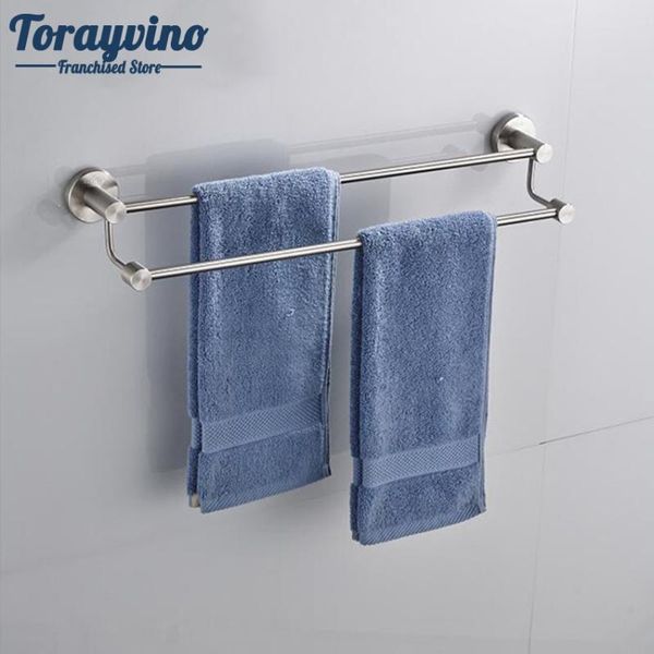 

towel racks torayvino nickel brushed stainless steel bar wall mount bathroom rail holder storage rack shelf 2 layers