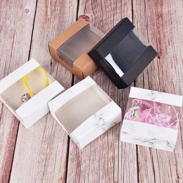 

window paper box kraft clear gift packaging soap candy favors wedding party decor wrap