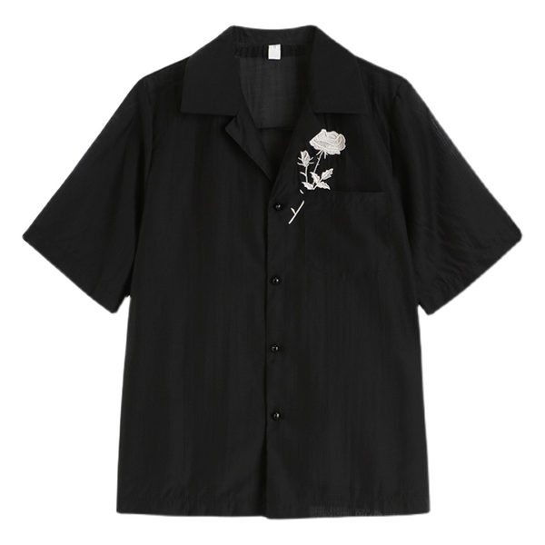 

women's blouses & shirts chiffon shirt 2021 casual summer printing streetwear short sleeve collar korean fashion female gauze blous, White