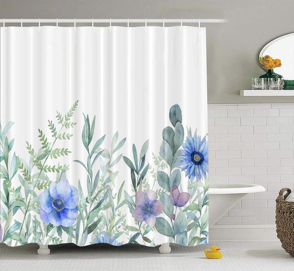 

fabric floral shower curtain greeting watercolor card with flower eco-friendly no oder waterproof 72"x84" waterproof decorative