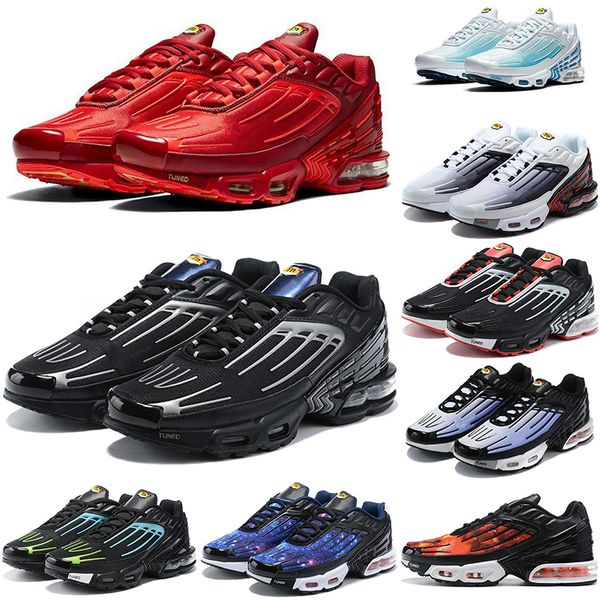 

new original plus 3 running shoes men women black iridescent laser blue og bred orange sky red spider purple nebula usa hyper royal neon sne