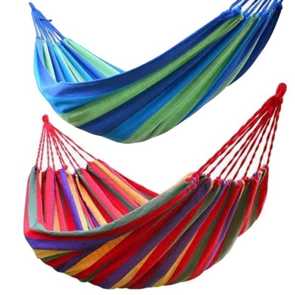 

outdoor camping portable hammock 1-2 people swing chair travel canvas striped rocking chai sleeping bags