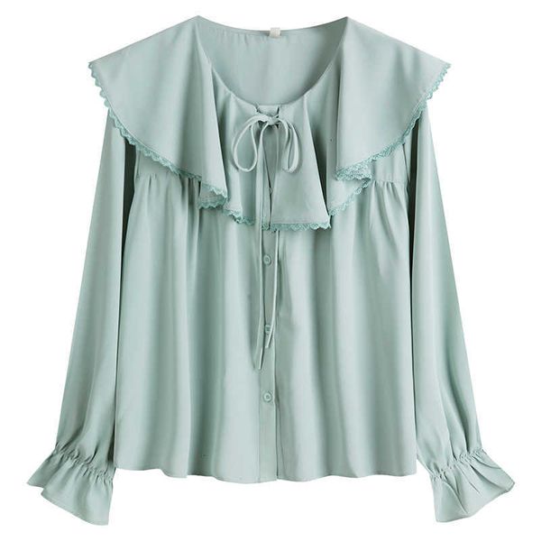 

women's blouses & shirts korean blouse women doll collar long sleeve spring summer fashion casual vintage clothes f bdlq, White