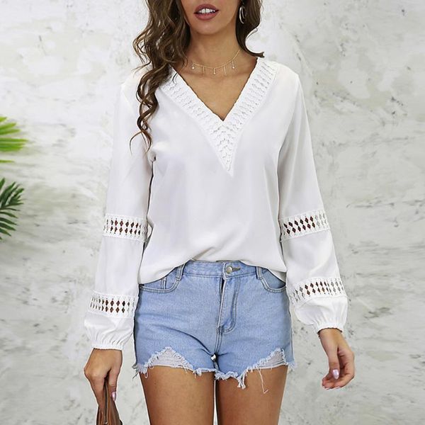 

women's t-shirt fashion v neck long sleeve women white pullover casual tshirt