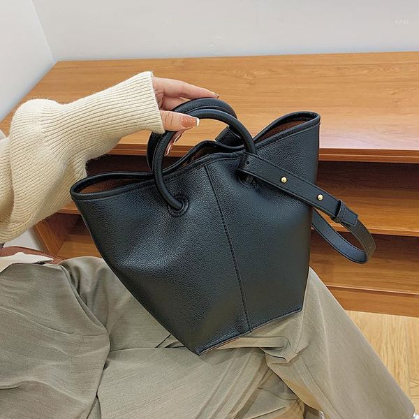 

evening bags 2021 spring and autumn simple bucket crossbody for women pu leather large capacity lady purses handbags1
