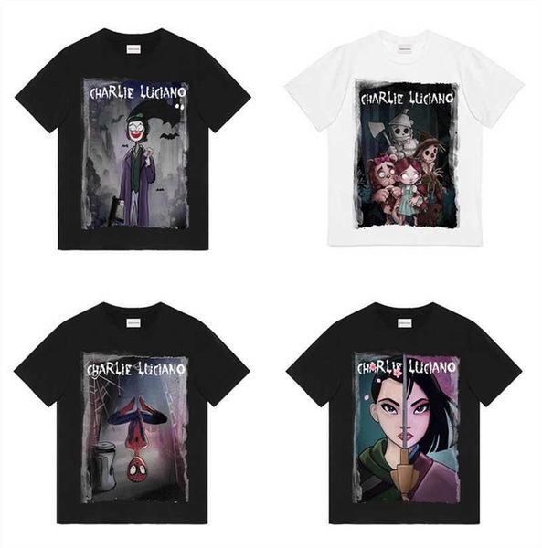 

men's t-shirts women men shirts 1:1 tees hip-hop streetwear mens charlie luciano caual t shirt nd3x, White;black