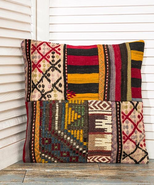 

pillow case custom kilim design multi color patchwork square bohemian cushion jacquard fabric decorative couch covers