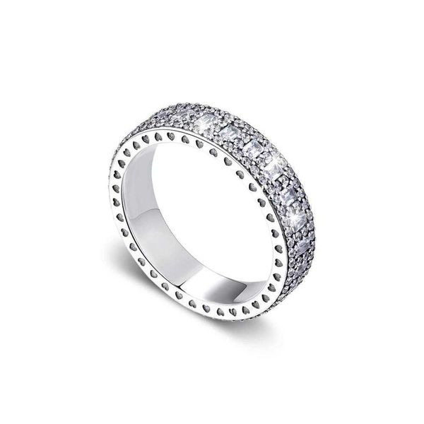 Promessa scintillante Anello in argento sterling 100% 925 Zircone Rotondo Spessa Semplice Elegante Temperamento Anelli Gioielleria raffinata