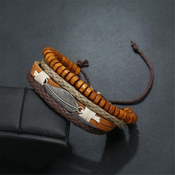

charm bracelets boho leather leaf beads bracelet vintage men femme wrap for women jewelry accesorios pulseras mujer pulseira, Golden;silver