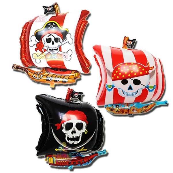 

new pirate ship shape aluminum film cartoon halloween party decorative balloon skull