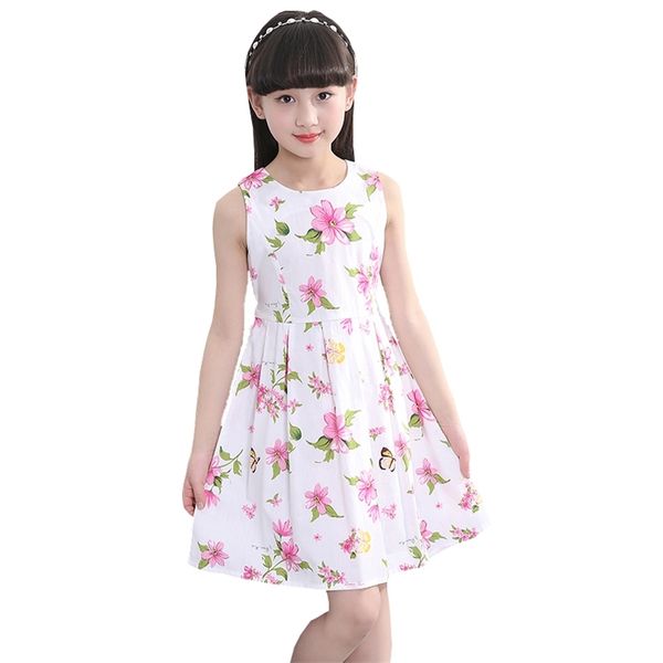 

summer dress for girls floral es children casual style costume 6 8 10 12 14 210527, Red;yellow