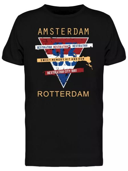 

amsterdam holland typography men's tee -image by shutterstock, White;black