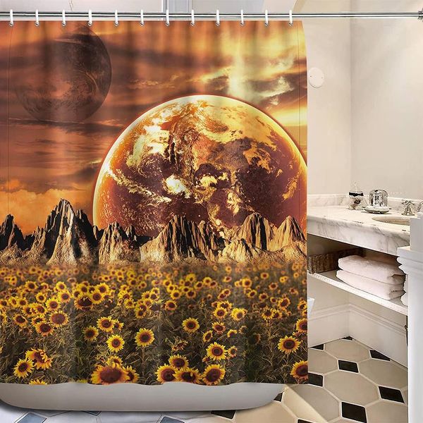 

shower curtains sunflower curtain planet liner mountain floralcurtains bathroom