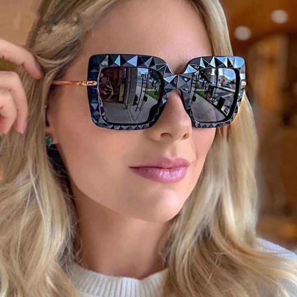 

square women sunglasses oversized sun glasses big frame vintage 2021 luxury fashion eyewear shades uv400 female clear lens, White;black