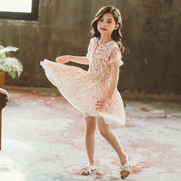 

dress for girls floral pattern kids party dresses for girls casual style kid dress summer girl costume 6 8 10 12 14, Red;yellow