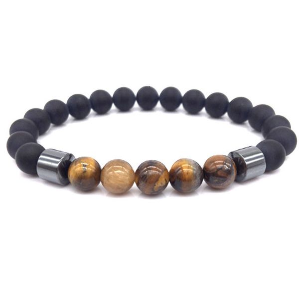 

bracelet black stone tiger eye bead map magnet magnetic therapy handmade jewelry, Golden;silver