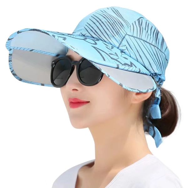 

2019 summer wimen uv protection sun hat outdoor big cap, Blue;gray