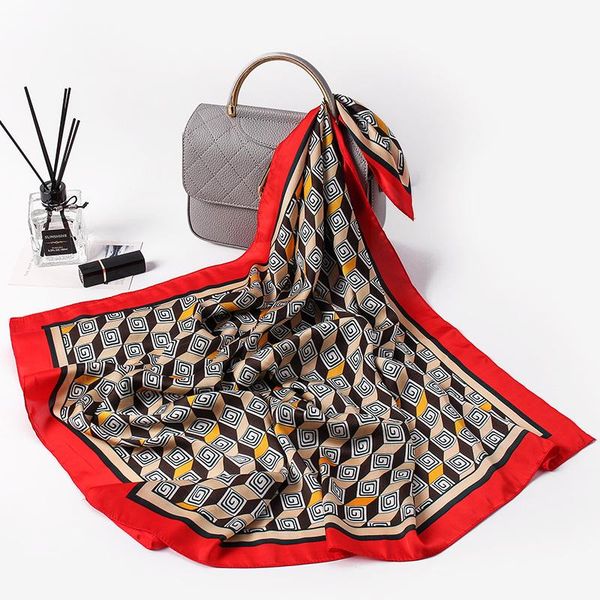 

scarves silk scarf women luxury designer small square head neckerchief satin kerchief printed bag neck hair scarfs bandana shawl, Blue;gray