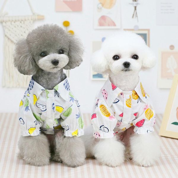 

pet clothes puppy thin teddy dog cat spring and summer pineapple shirt apparel