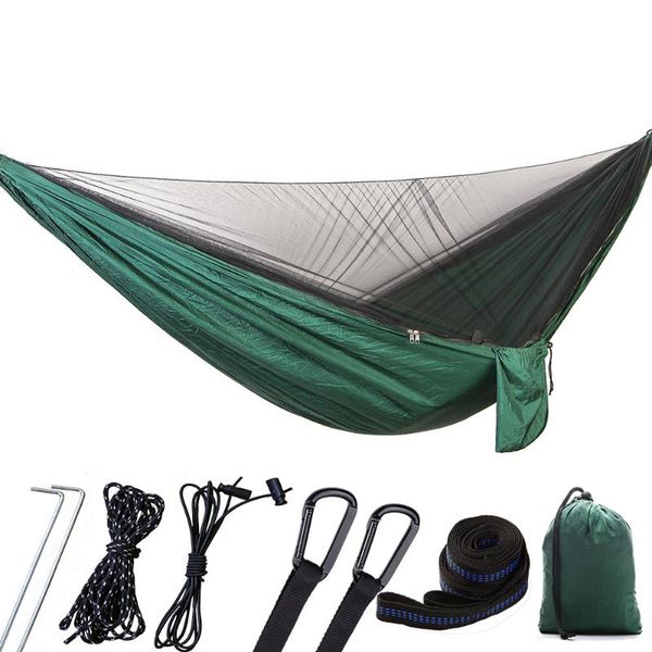 

1-2 person outdoor portable camping hammock with mosquito net high strength parachute fabric hanging bed hunting sleeping swing