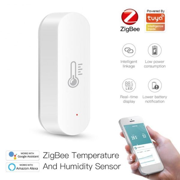 

smart home control 1/5pcs zigbee temperature and humidity sensor tuya hygrometer thermometer work with alexa google