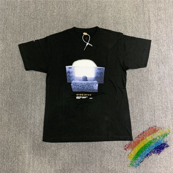 

t shirts travis scott cactus jack watch tv po printing t-shirt men women 1:1 jackboys tees, White;black