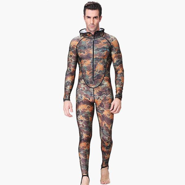

swim wear camouflage one-piece wetsuit professional men quick dry anti-jellyfish women hooded sunscreen with breast pad