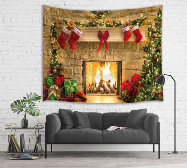 

tapestries christmas fireplace & sock tapestry wall hanging for bedroom livingroom decor