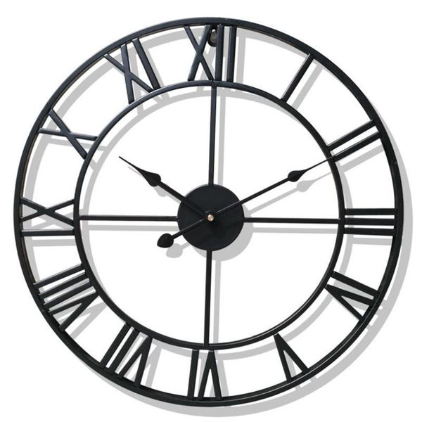 

40cm wrought iron wall clock european vintage retro home living room office decoration round hanging classic clocks