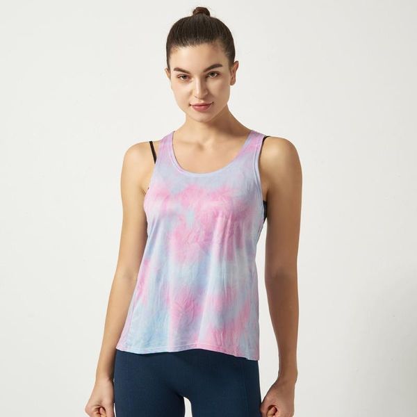 

women t -shirt tank fitness shirts sleeveless workout running shirt quick dry tie dye sports vest female 2021 yoga outfit
