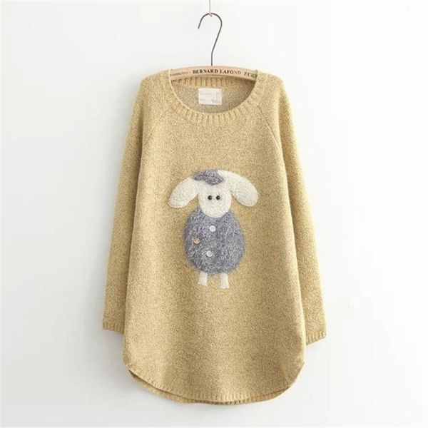 

women's sweaters 2021 autumn winter female cartoon sheep cute pattern long sleeves o-neck knitted pullover women sweater, White;black