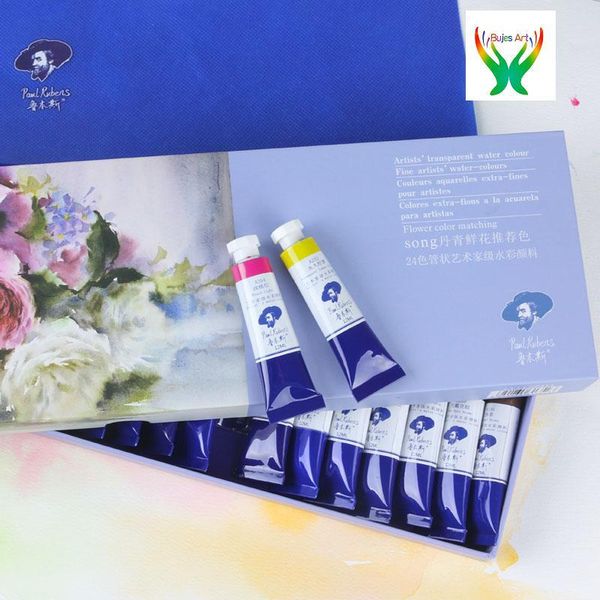 

rubens song danqing flower recommended portable 24 color suit 12ml tubular watercolor pigment art supplies gift sets