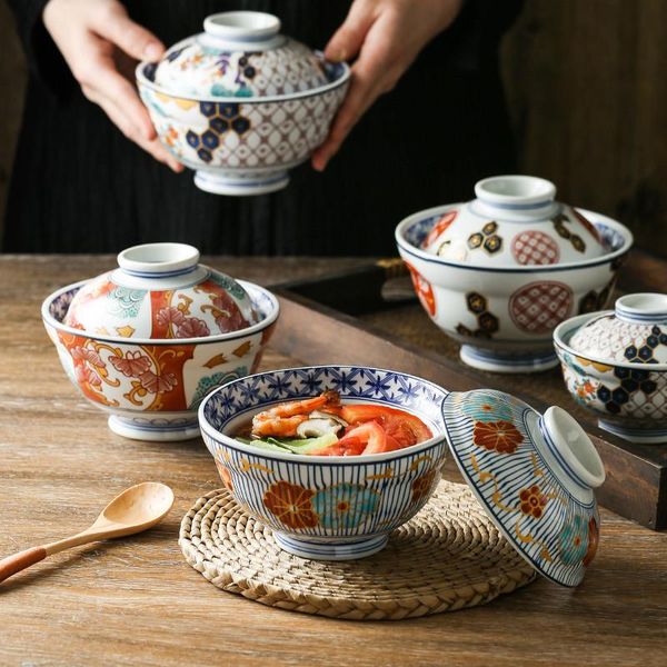 

bowls japanese style ceramic steamed egg stew pot with lid large rice noodle bowl creative fruit salad soup kitchen tableware
