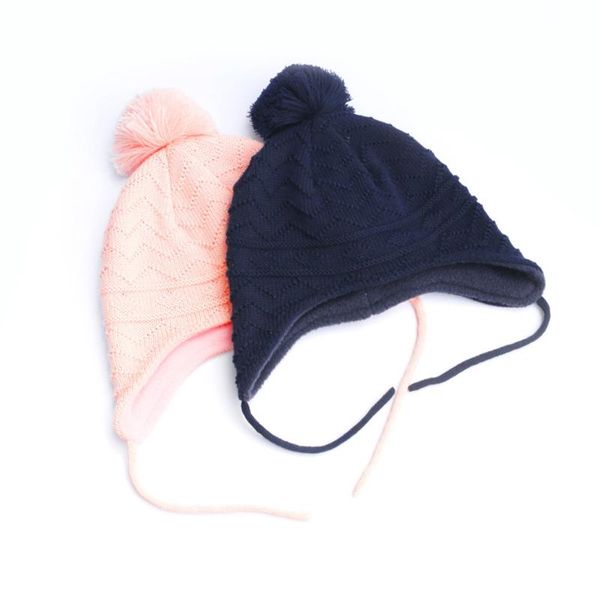 

caps & hats autumn winter warm cute hair ball baby hat infant ear protection knitted beanie h9ef, Yellow