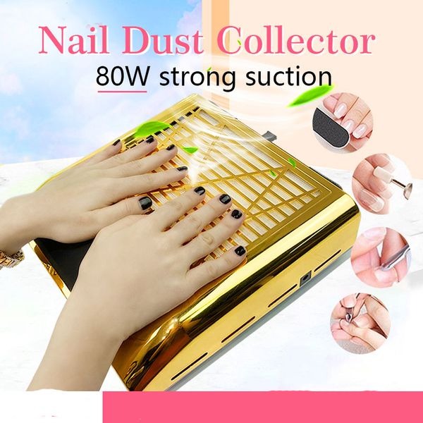 

110v/220v 80w nail suction dust collector large strong nail machine with low noisy vacuum cleaner nail salon tool with hand pad