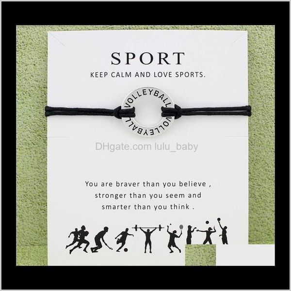 

drop delivery 2021 sier tone circle volleyball charm bracelets & bangles women girls wristband adjustable friendship infinity wish jewelry w, Golden;silver