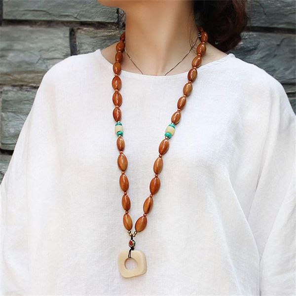 

pendant necklaces vintage ethnic style natural olive stone camel bone & statement nepal necklace women men jewelry, Silver