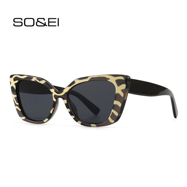 

sunglasses so&ei fashion cat eye women retro brand designer champagne leopard eyewear shades uv400 men trending sun glasses, White;black