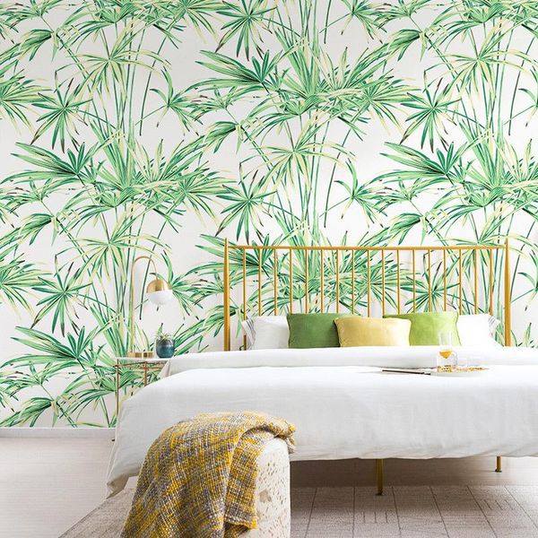 

wallpapers nordic wind wallpaper ins southeast asia tropical rain forest palm green plant oslon nonwovens living room bedroom
