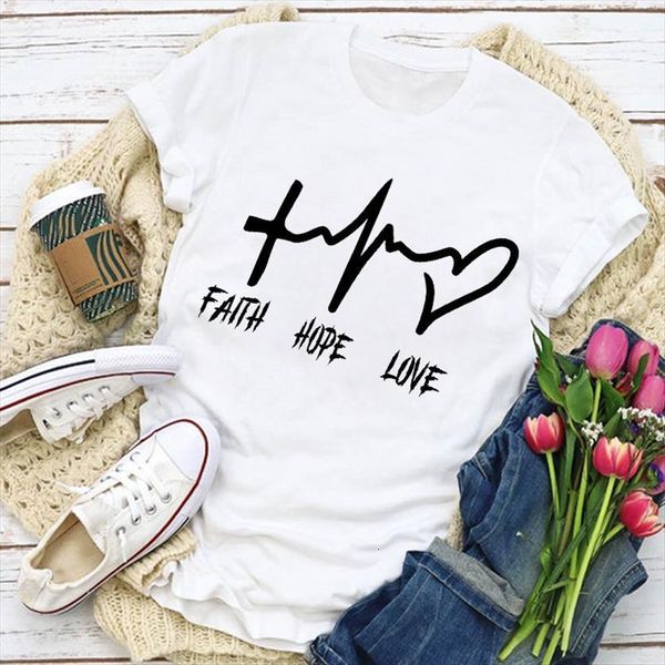 

graphic heartbeat love cute womens t shirts printed fashion summer clothing lady clothes tee female, White
