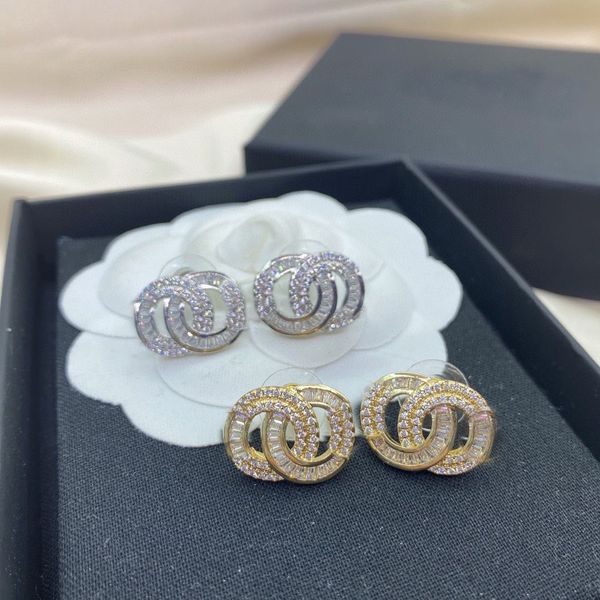 

22ss 19color 18k gold plated copper women letters stud long earrings luxury desingers charm geometric 925 silver rhinestone crystal pearl je, Golden;silver