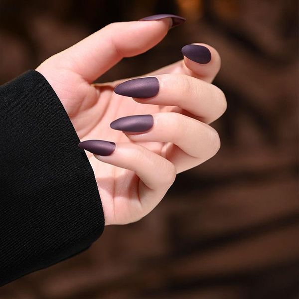 

false nails 24pcs matte diy fake nail art tips press on tipsy with glue wholesales ballet, Red;gold
